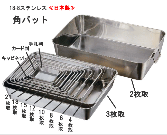 AG 18-8 角バット 3枚取 - 画像 (2)